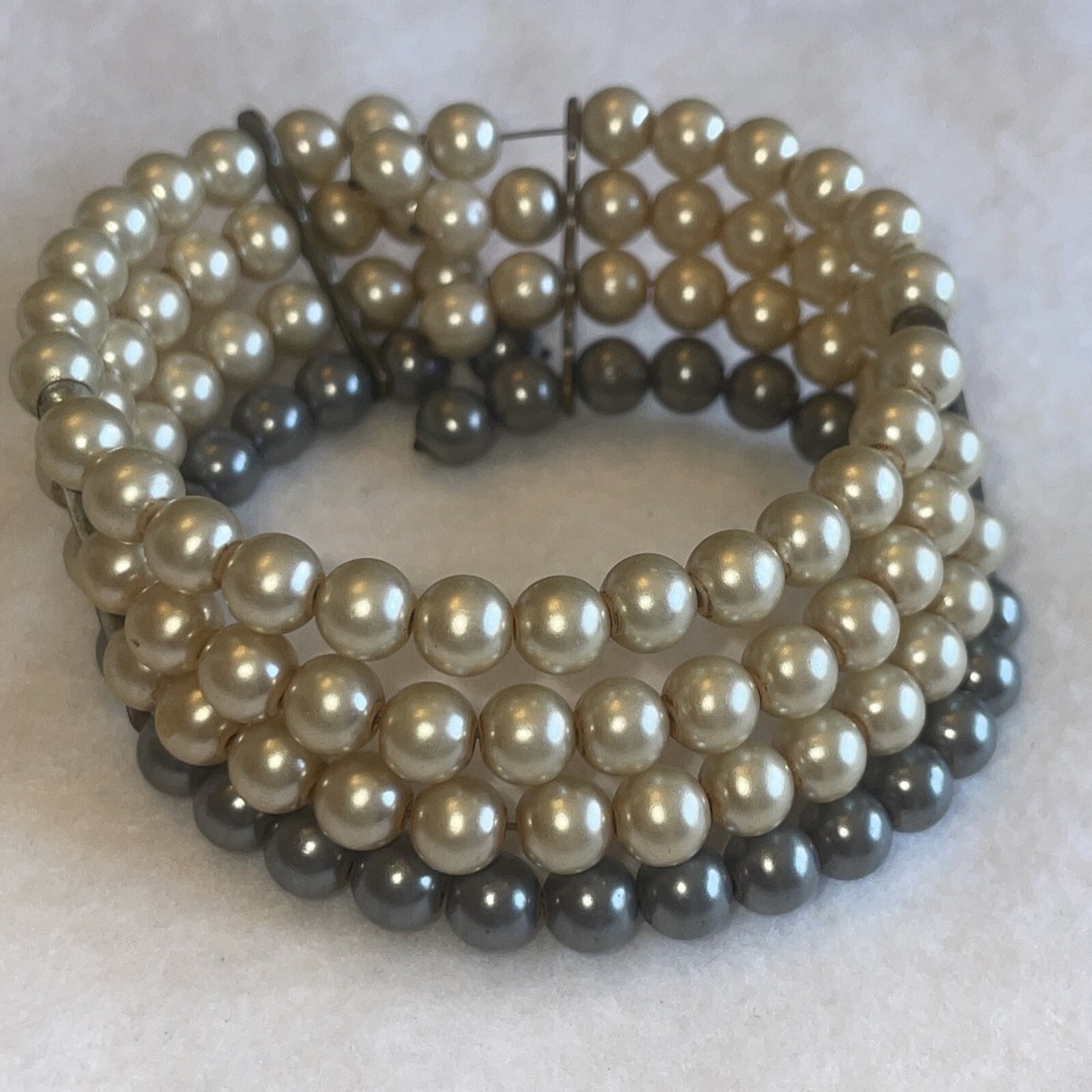Vintage Four Strand Pearl‎ Cuff Bracelet